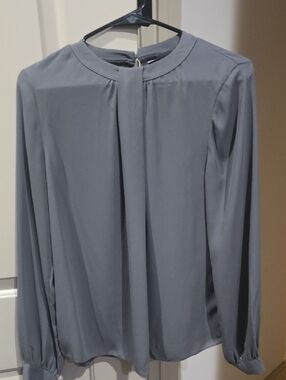 Dorothy Perkins Grey Pleated Long-Sleeve Blouse